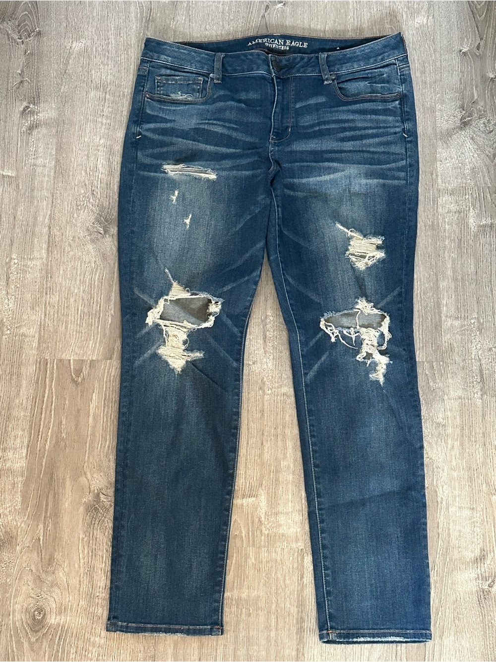 American Eagle Outfitters Ripped Dark Blue Skinny Jeans